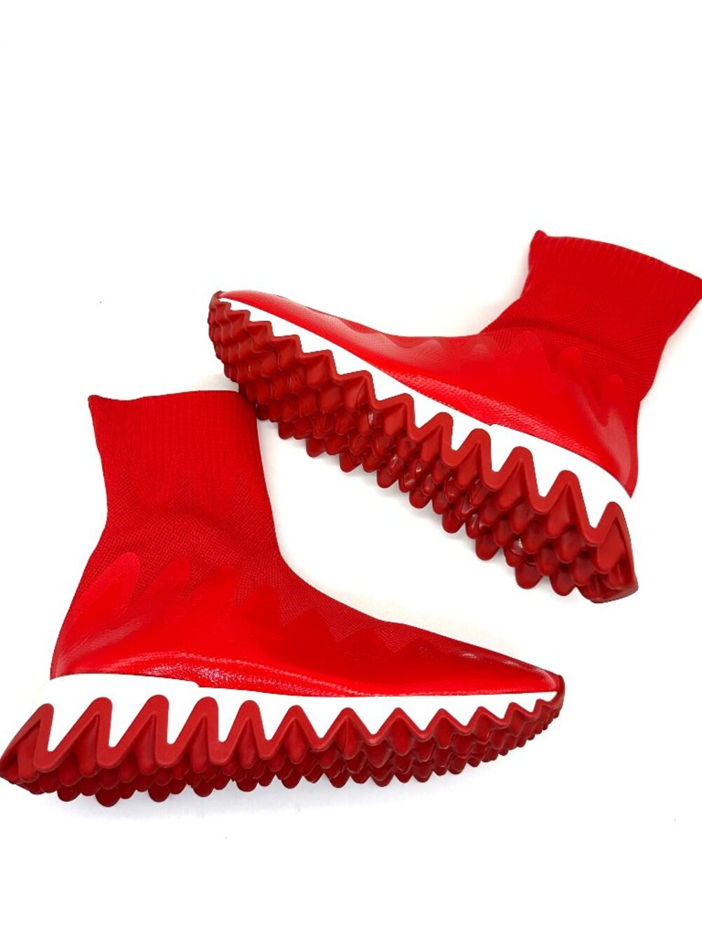 Christian Louboutin SHARKY SOCK Women Knit Flat Sneakers Shoes Loubi Red - Picture 8 of 10